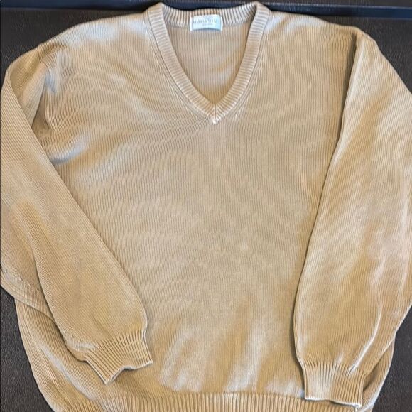 Mark&Spencer StMichael Men's Beige Sand V-Neck Sweater size medium - Picture 1 of 8